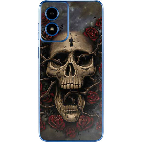 Liquid Blue Skull Entwined with Roses Moto G Play 4G (2024) Skin