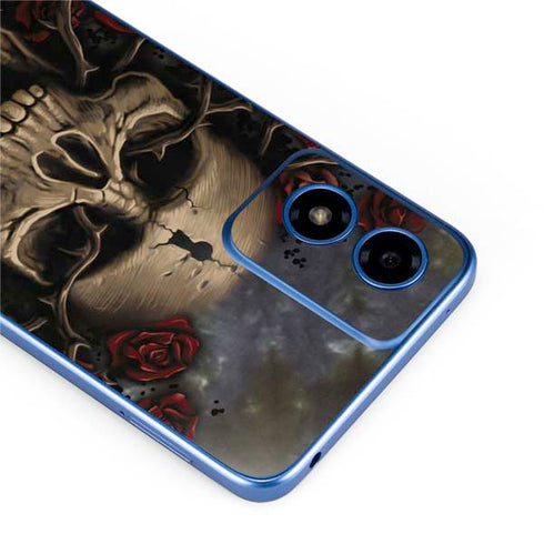Liquid Blue Skull Entwined with Roses Moto G Play 4G (2024) Skin