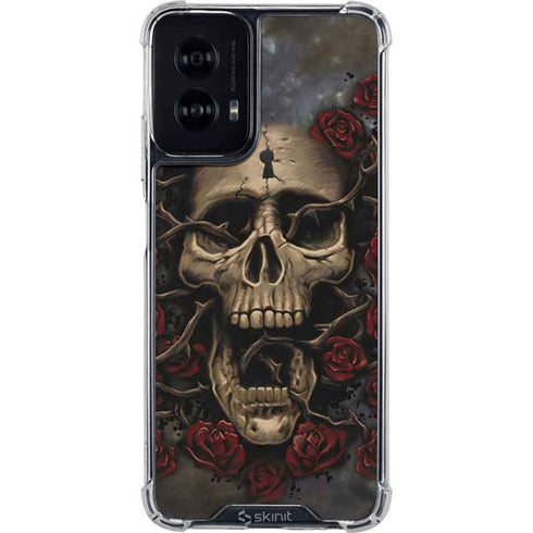 Liquid Blue Skull Entwined with Roses Moto G Power 5G (2024) Clear Case