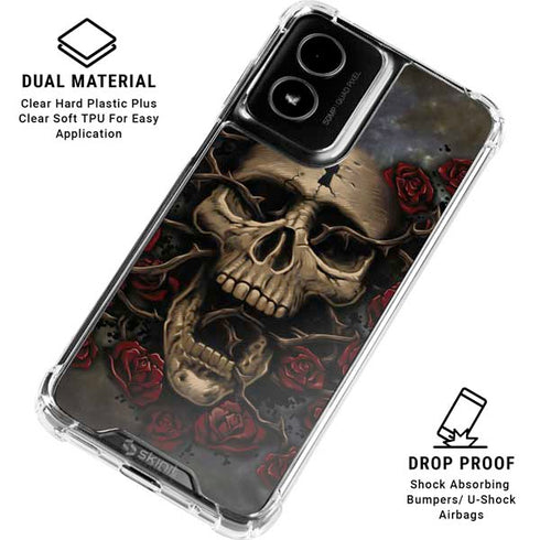 Liquid Blue Skull Entwined with Roses Moto G Power 5G (2024) Clear Case