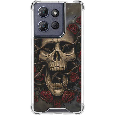 Liquid Blue Skull Entwined with Roses Moto G Power 5G (2025) Clear Case