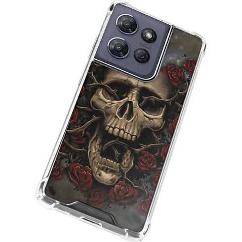 Liquid Blue Skull Entwined with Roses Moto G Stylus 5G (2025) Clear Case