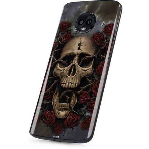Liquid Blue Skull Entwined with Roses Moto G6 Skin