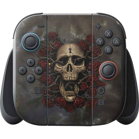 Liquid Blue Skull Entwined with Roses Nintendo Switch 2 (2025) with Joy-Con Skin