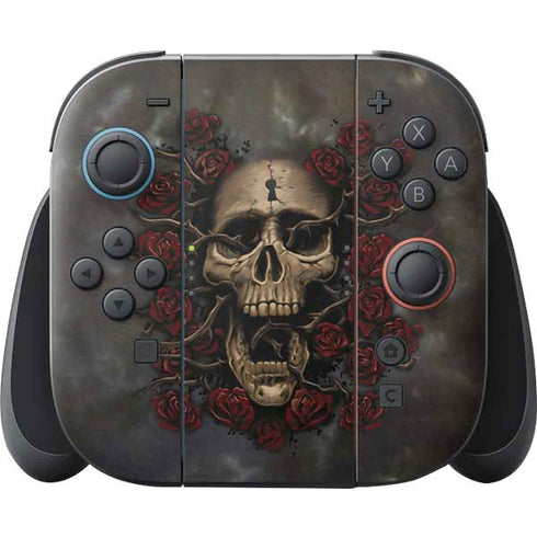 Liquid Blue Skull Entwined with Roses Nintendo Switch 2 (2025) Joy-Con Controller Skin