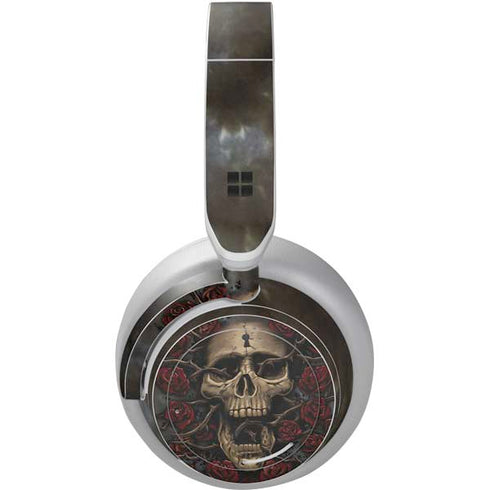 Liquid Blue Skull Entwined with Roses Surface Headphones Skin