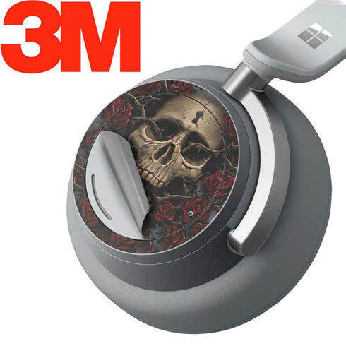 Liquid Blue Skull Entwined with Roses Surface Headphones Skin