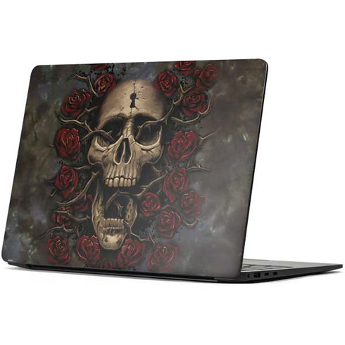 Liquid Blue Skull Entwined with Roses Surface Laptop 7 15in Skin