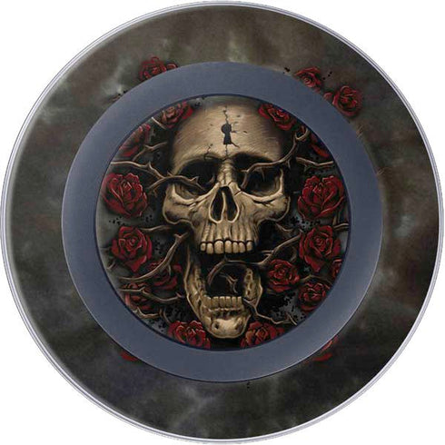 Liquid Blue Skull Entwined with Roses Wireless Charger Skin