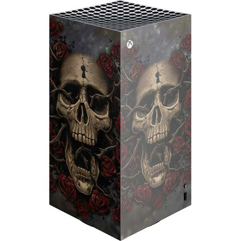 Liquid Blue Skull Entwined with Roses XBox Series X Digital Edition Console Skin