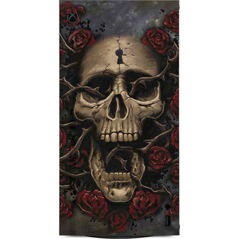 Liquid Blue Skull Entwined with Roses XBox Series X Digital Edition Console Skin