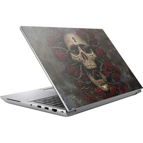 Liquid Blue Skull Entwined with Roses HP ZBook Fury 16 G10 Skin