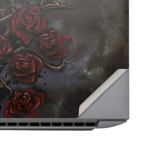 Liquid Blue Skull Entwined with Roses HP ZBook Fury 16 G10 Skin