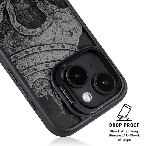 Alchemy Carta Skull Sketch iPhone 15 Plus Kickstand Case