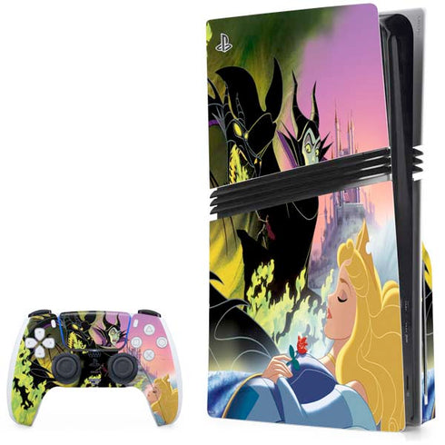 Disney Villains Sleeping Beauty and Maleficent Art PS5 Pro Disk Bundle Skin