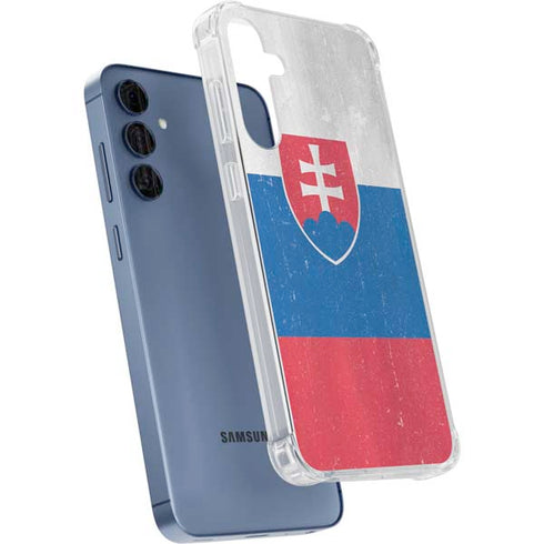 Slovakia Flag Distressed Galaxy A55 5G Clear Case