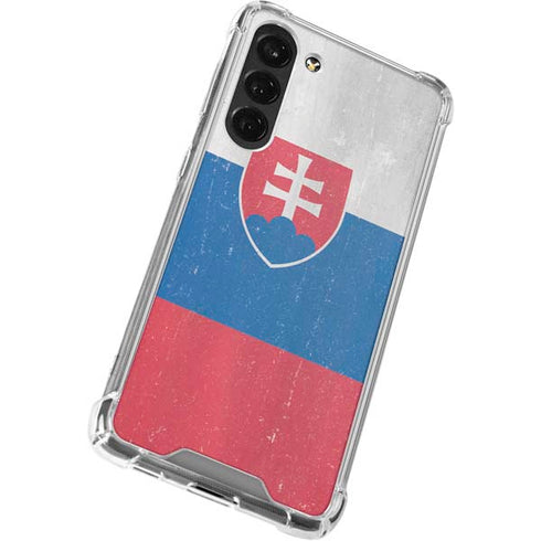 Slovakia Flag Distressed Galaxy S24 FE Clear Case