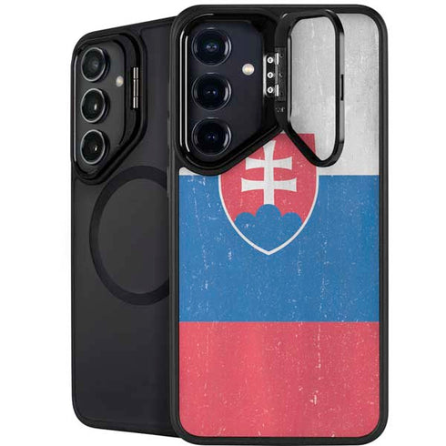 Slovakia Flag Distressed Galaxy S24 FE Kickstand Case