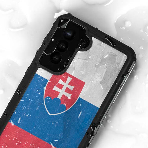 Slovakia Flag Distressed Galaxy S24 Plus Waterproof Case