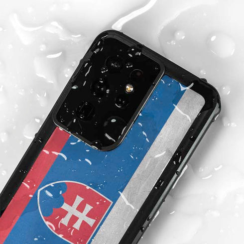 Slovakia Flag Distressed Galaxy S24 Ultra Waterproof Case