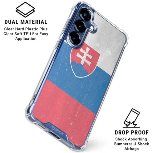 Slovakia Flag Distressed Galaxy S25 Clear Case