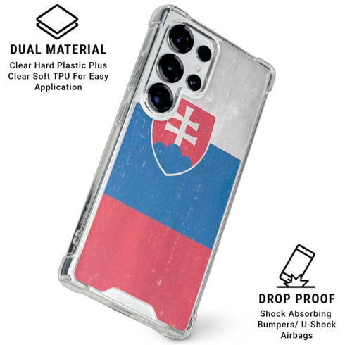 Slovakia Flag Distressed Galaxy S25 Ultra Clear Case