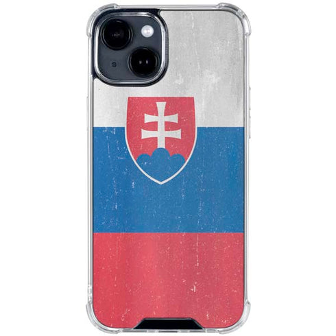 Slovakia Flag Distressed iPhone 15 Clear Case
