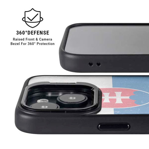 Slovakia Flag Distressed iPhone 15 Plus Kickstand Case