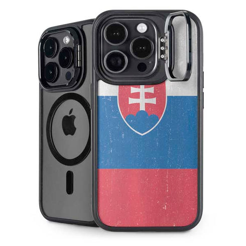 Slovakia Flag Distressed iPhone 15 Pro Max Kickstand Case