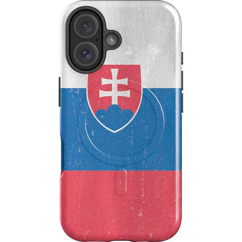 Slovakia Flag Distressed iPhone 16 Magsafe Impact Case