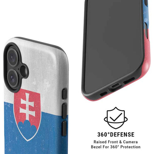 Slovakia Flag Distressed iPhone 16 Magsafe Impact Case