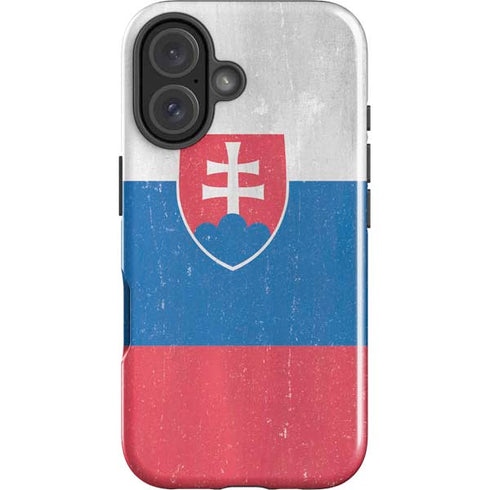 Slovakia Flag Distressed iPhone 16 Plus Impact Case
