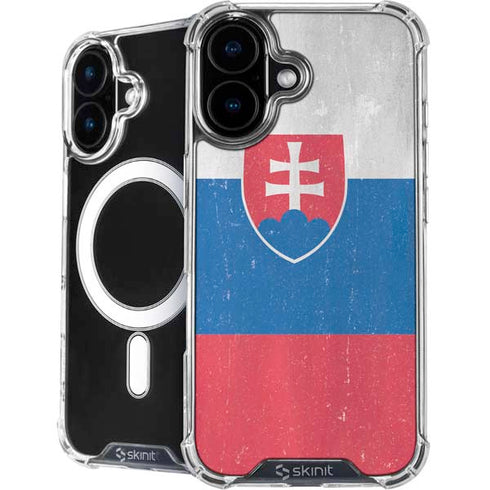 Slovakia Flag Distressed iPhone 16 Plus MagSafe Case