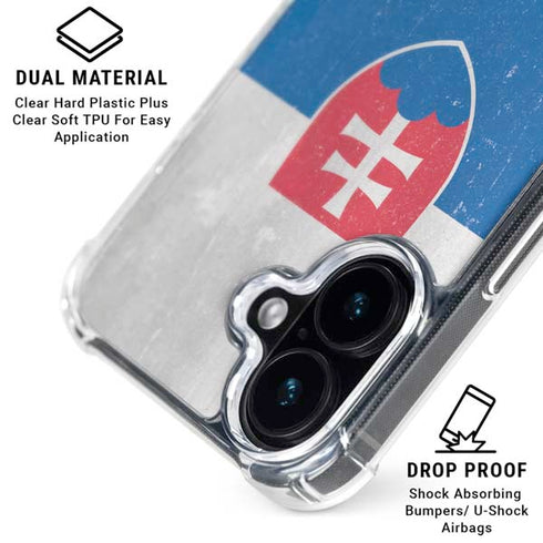 Slovakia Flag Distressed iPhone 16 Plus MagSafe Case