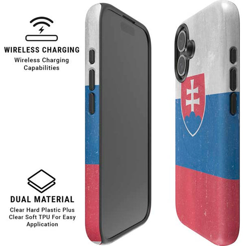Slovakia Flag Distressed iPhone 16 Plus Magsafe Impact Case