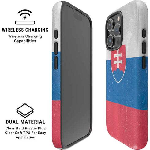 Slovakia Flag Distressed iPhone 16 Pro Magsafe Impact Case