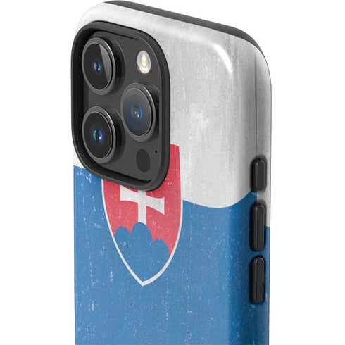 Slovakia Flag Distressed iPhone 16 Pro Max Impact Case