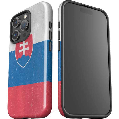 Slovakia Flag Distressed iPhone 16 Pro Max Impact Case