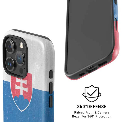 Slovakia Flag Distressed iPhone 16 Pro Max Magsafe Impact Case