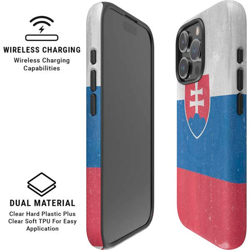 Slovakia Flag Distressed iPhone 16 Pro Max Magsafe Impact Case