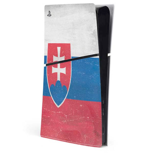 Slovakia Flag Distressed PS5 Slim Digital Edition Console Skin