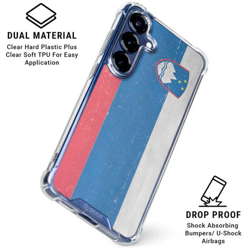 Slovenia Flag Distressed Galaxy S25 Plus Clear Case