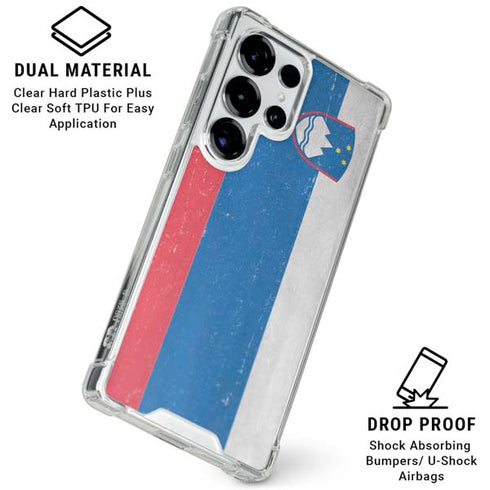 Slovenia Flag Distressed Galaxy S25 Ultra Clear Case