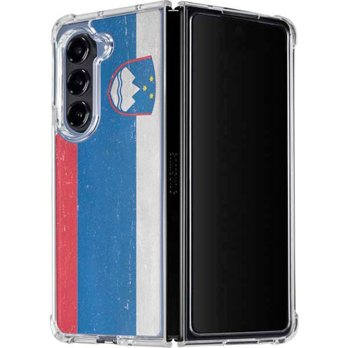 Slovenia Flag Distressed Galaxy Z Fold5 5G Clear Case