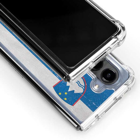 Slovenia Flag Distressed Galaxy Z Fold5 5G Clear Case