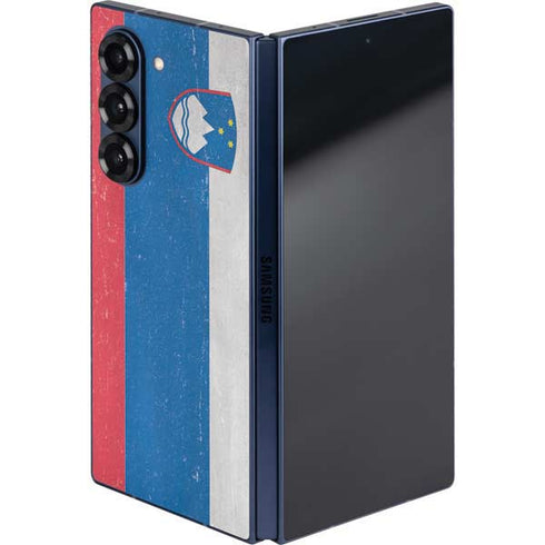 Slovenia Flag Distressed Galaxy Z Fold6 Skin