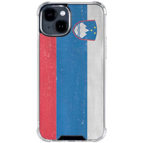 Slovenia Flag Distressed iPhone 15 Clear Case