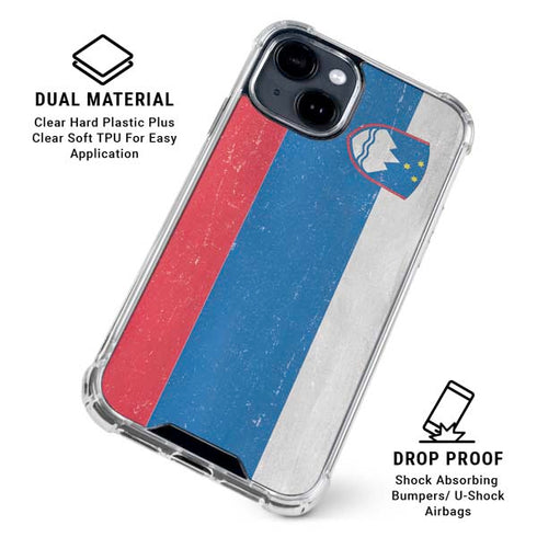 Slovenia Flag Distressed iPhone 15 Clear Case