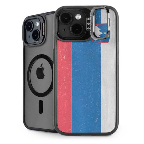 Slovenia Flag Distressed iPhone 15 Kickstand Case
