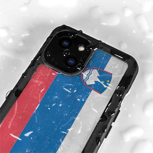 Slovenia Flag Distressed iPhone 15 Plus Waterproof Case